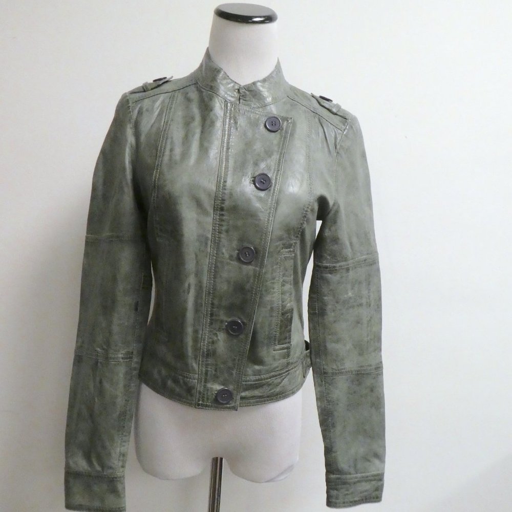 DEPT Green Zip leather motorcycle jacket S